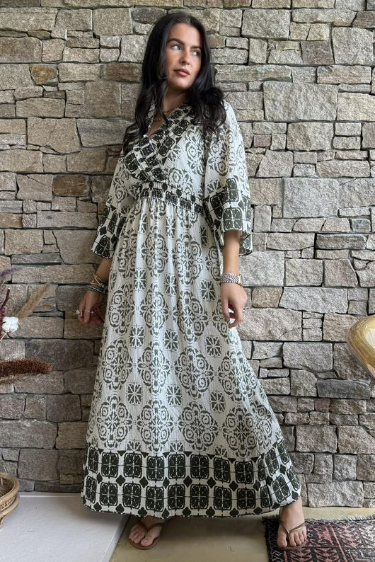 Zaida Smock Dress Olive